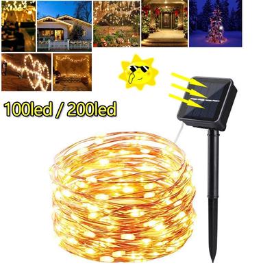 10/20M 100/200LEDs Solar String Lights 8 Modes Solar Powered Copper Wire Fairy Lights Decorative Lig