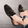 Luxury Italian Outdoor Flat Slippers Men's Leather Leather Sandals Men's Soft Sole Summer Non-Slip Party Casual Slippers Spikes