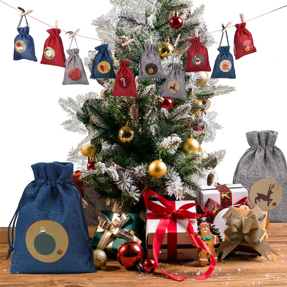 24 DIY CHRISTMAS ADVENT CALENDAR CLOTH BAG SET: Include 24 pieces advent calenda