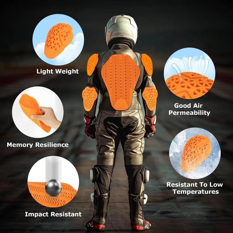 Full CE Level 2 Certified Motorcycle Armor Back Pad Elbow and Shoulder Protection Pads Set Shoulder Jacket Back Protector Insert