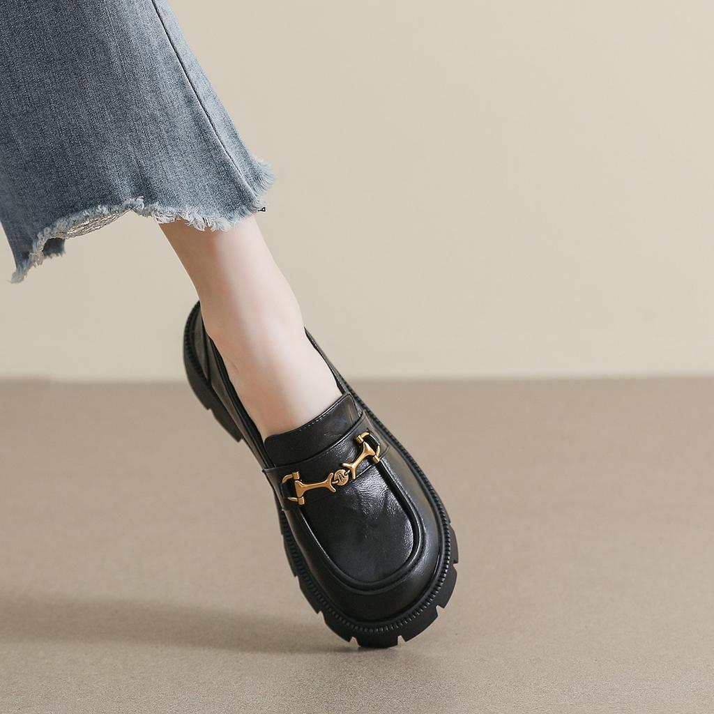 Weiwei girl 193-2 Maillard retro small leather shoes for women, British style loafers, soft-soled single shoes for women