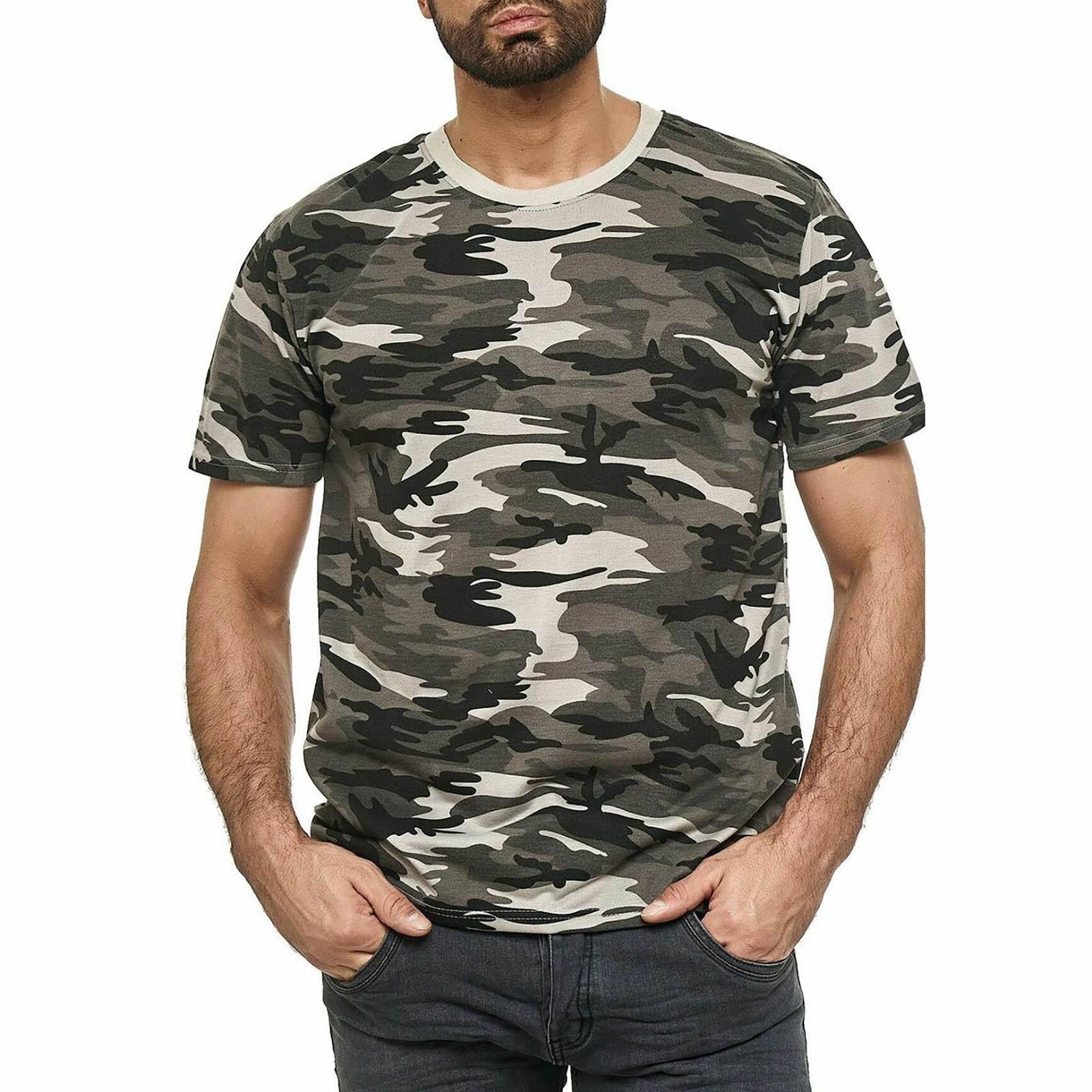 

Чоловіча повсякденна літня чоловіча спортивна футболка з круглим вирізом і сексуальним камуфляжем з короткими рукавами XL