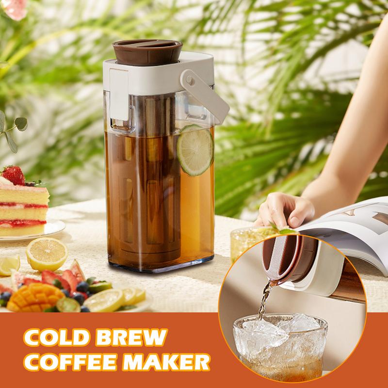 1000ml Kaltkaffee-Bereiter mit Griff Hochkapazitäts-Wasserflasche Sommer Tragbar Säfte Tee Obst Kaffeegeschirr Topf Auslaufsicher
