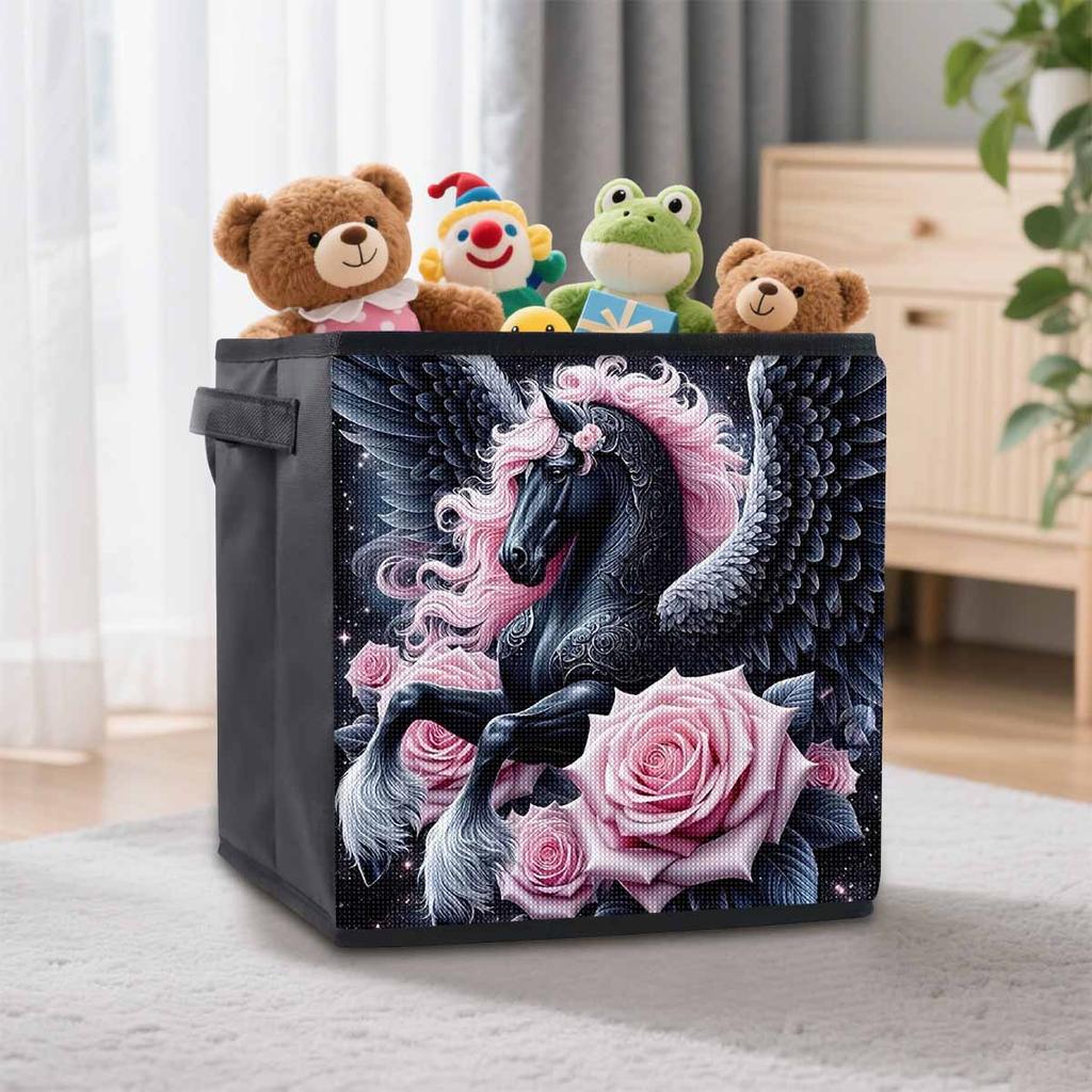 Dark Horse Library 5D Diamond Painting Storage Basket Full Round Drill Mosaic Diamond Embroidery Cross Stitch Kits Home Decor Home Decor