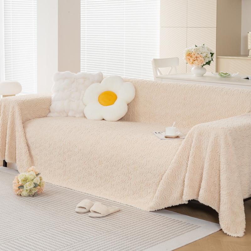 Winter High-end Three-dimensional Rose Plush Sofa Cover Cloth Sofa Towel New Autumn and Winter All-inclusive