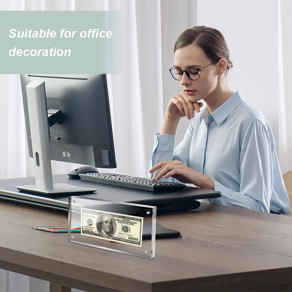 1set Desktop Transparent Acrylic Picture Frame Horizontal Double Sided Photo Frame for Photo Display Rectangle Clear 20x10x0.95~1.9cm