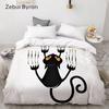 3D Print Custom Duvet Cover,Comforter/Quilt/Blanket Case 220x240/200x200,Bedding Halloween Black Cat Climbs the Wall,drop Ship