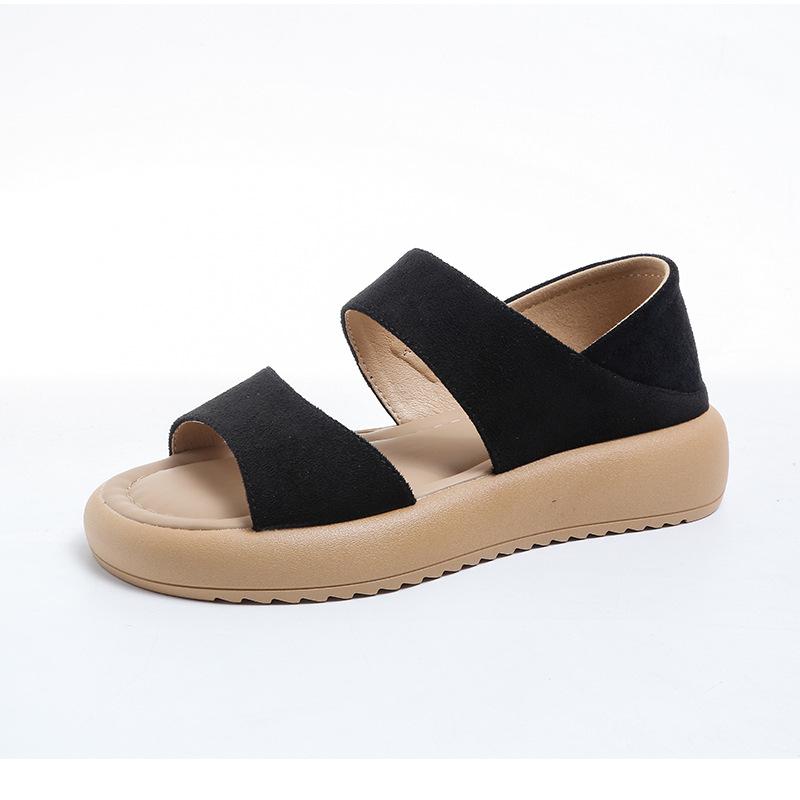 Summer New Comfortable Flat Roman Sandals for Women Wear Open-toed Retro Simple Large-size Beach Women's Shoes