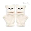 Winter Faux Furs Fingerless Wool Gloves Thermal Insulation Warm Convertible Mittens Flap Cover for Women Girls