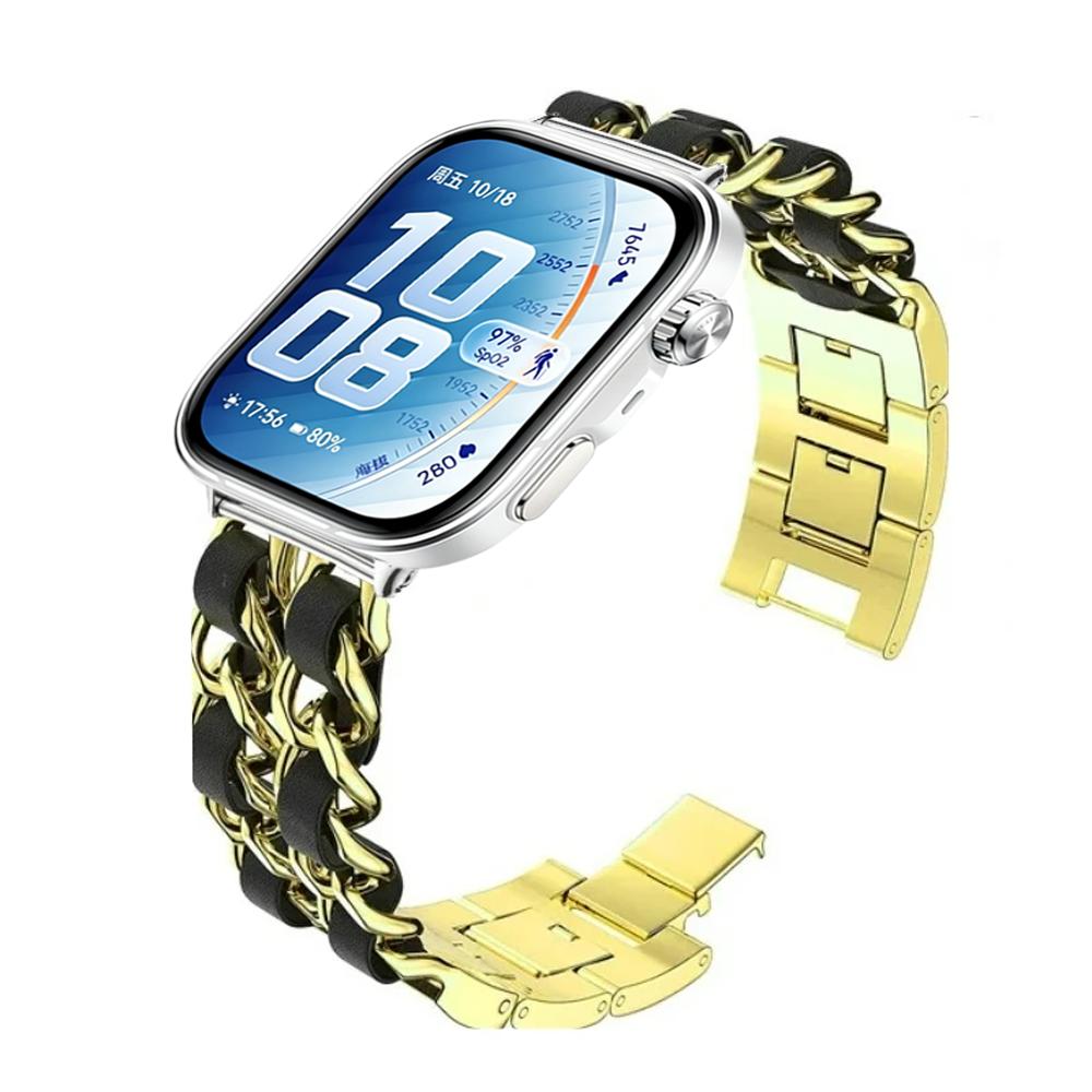 Metall+Leder Armband für Huawei Watch Fit 2 3 4 4Pro 5 5pro Bequemes Ersatz-Armband Zubehör für Huawei Watch Fit5 Fit4 Pro Fit3 Fit2 Band