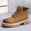 British Rhubarb Martin Boots Men's Autumn and Winter Cotton Thickened Winter Boots Retro Leather Versatile Platform Men's Boots