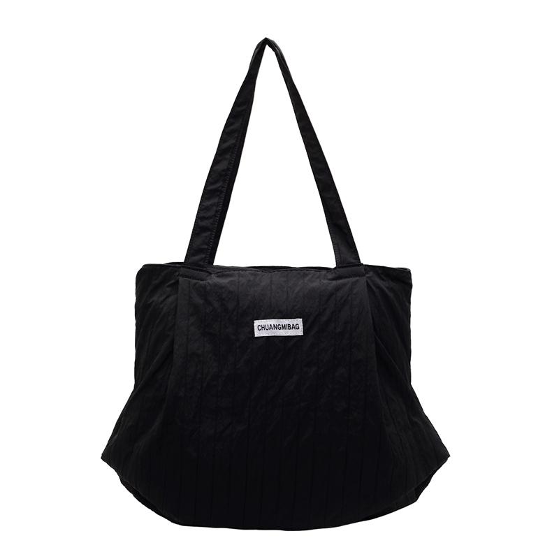 Shoulder Bag Women's Large Capacity Pleated Solid Color Tote Bag