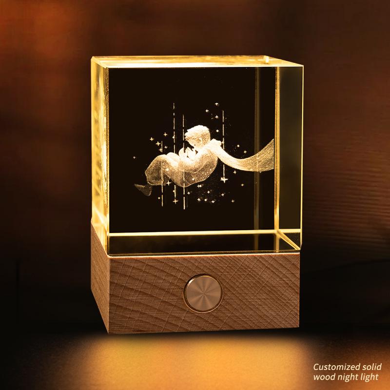 Starry Sky Cube Crystal Night Light: Creative Bedside Atmosphere Lamp