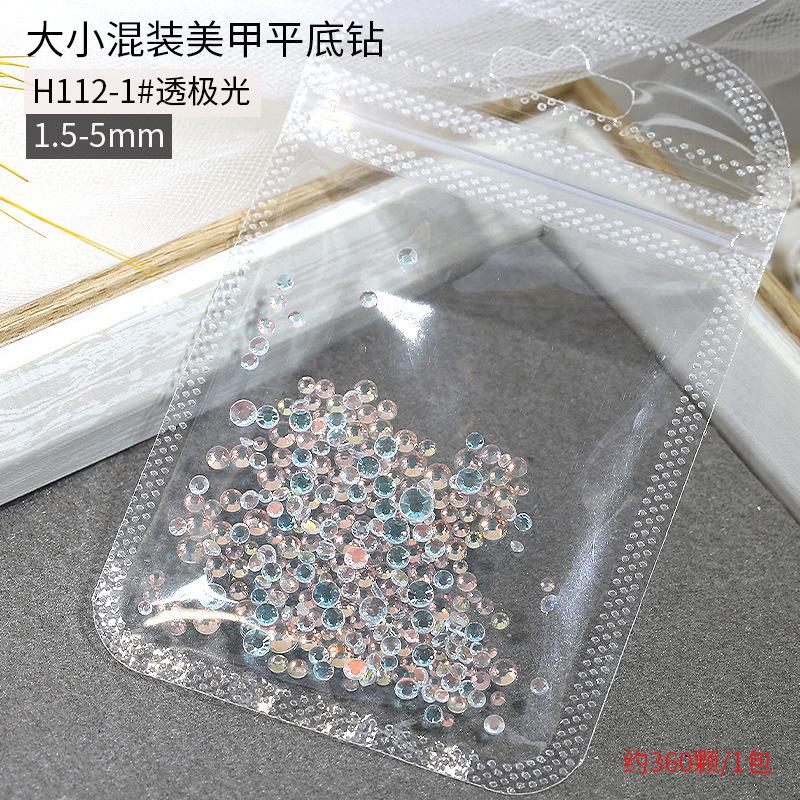 Size Mixed Crystal Mocha Protein Drill Nail Decoration Flat Bottom Round Glass Nail Art Trinket