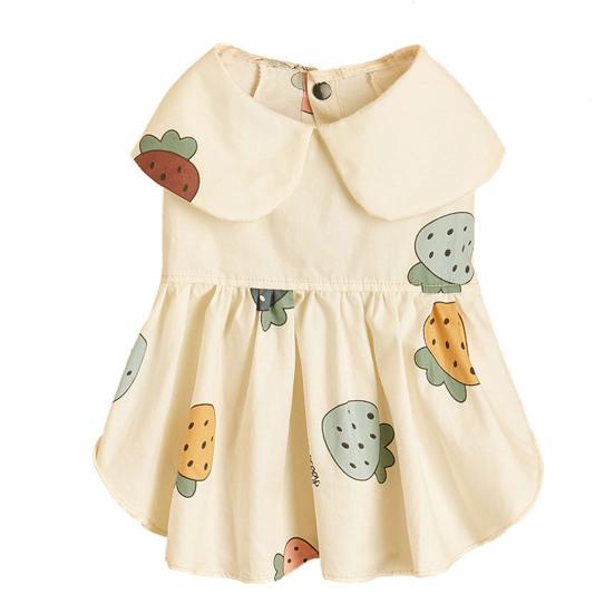 

Yousheng Pet Skirt Lapel Design Cute Print Short Sleeve Cat Dog Summer Pullover Dress for Vacation M бежевый