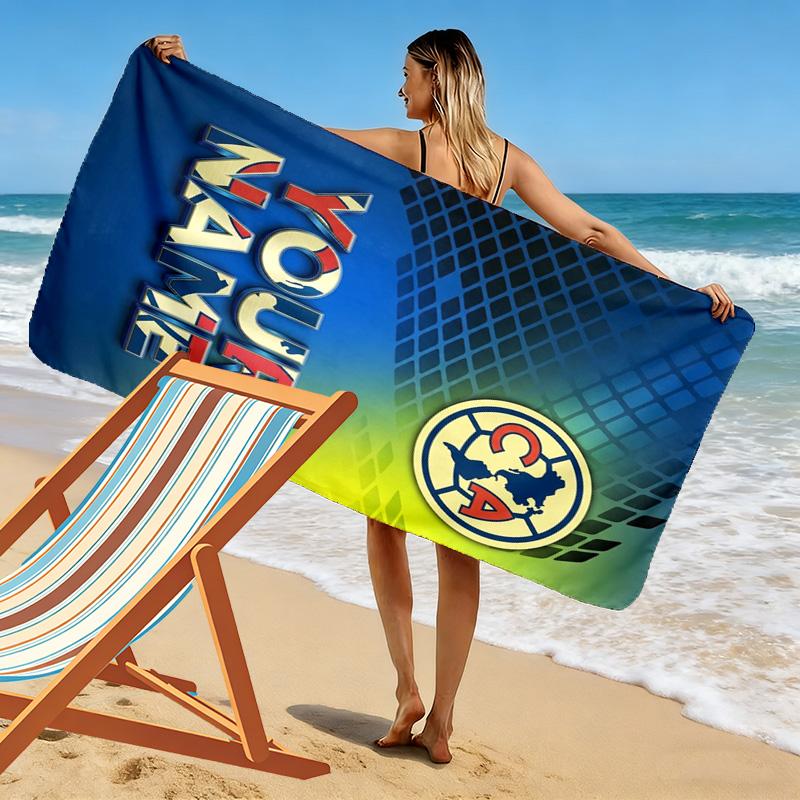 Name Custom Fc Club America Print Beach Towel, Large Soft Quick Dry Towel for Beach Camping Swimming
