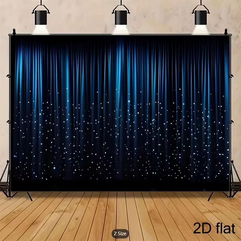 2D Theatre Stage Sparkle Curtain Backdrop Photography Background Banner