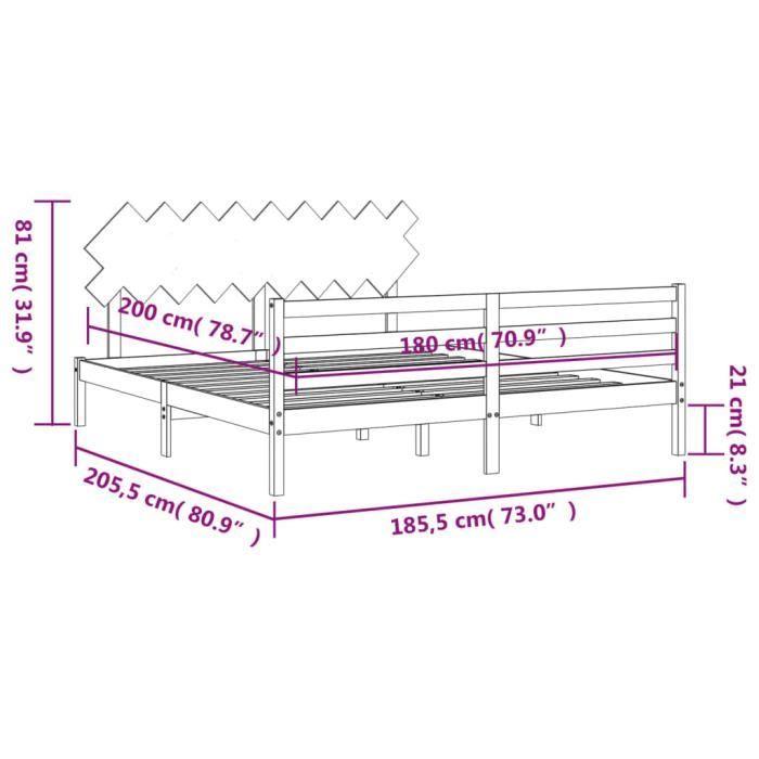 VidaXL Bed Frames with Headboard White Super King Solid Wood 3195302