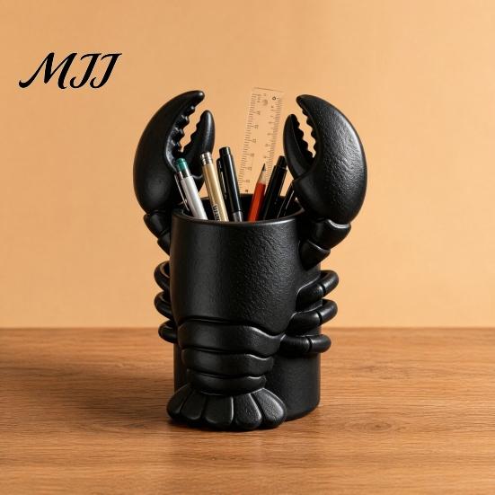 Cute Animal Stationery Holder Lobster Pen Holder, 3D Printed Desktop Organizer, Crayfish Pencil Stand Desk Organizer for Office Student Supplies,