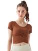 Women's Nude Feel Quick-Dry Yoga Crop Top - Short Sleeve, Sexy & Sports-Ready