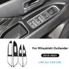 Real Soft Carbon Fiber Sticker LHD RHD For Mitsubishi Outlander 2013-  Car Window Lift Button Panel Interior Accessories
