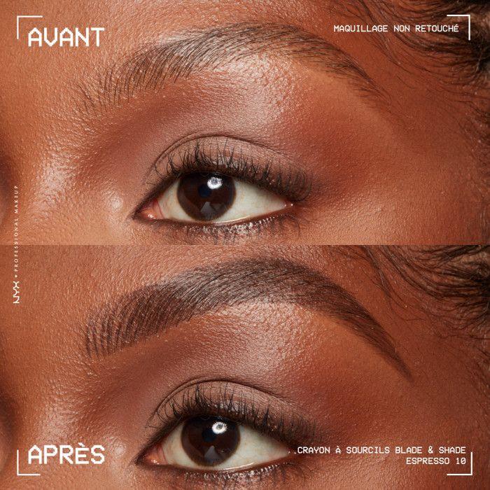 NYX Professional Makeup Blade &amp; Shade, Crayon sourcils double embout, tenue jusqu'à 16h, Espresso