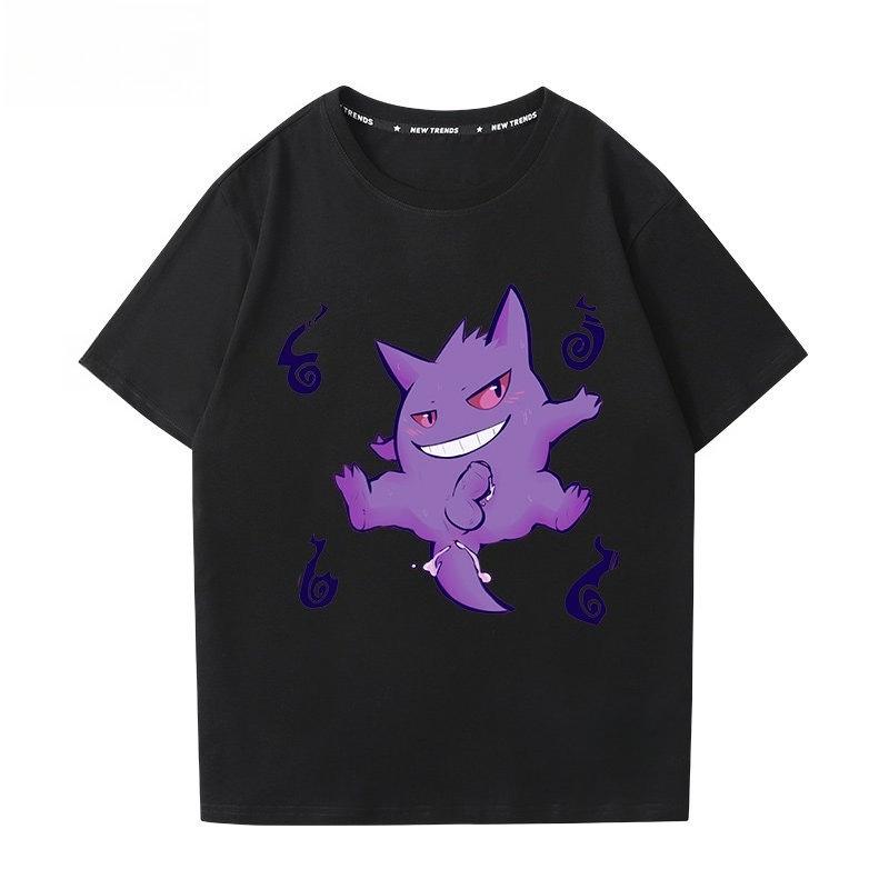 

Pokémon Gengar Printing Tee Pure Cotton Tshirt Mens 2026 Summer Fashion Oversize Street Casual Y2K Tops Streetwear Clothing 4XL