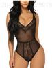 2024 popular large-size sexy lace mesh perspective neck-hanging one-piece erotic underwear
