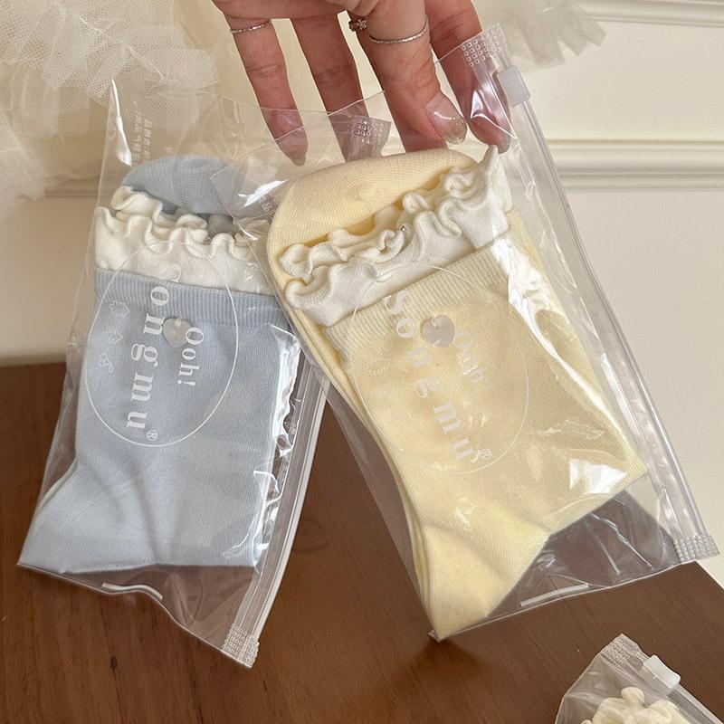 Spring And Summer Lace Socks Children'S Shell Love Button Stacking Socks All-In-One Machine Boneless Double Luo Kou Women'S Socks