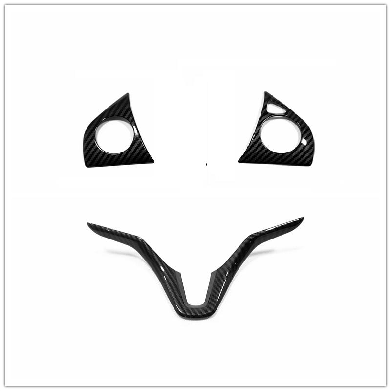 For Honda Jazz GK5 2015- Interior Steering Wheel Sequin Cover Moulding Frame Trims ABS Carbon Sticker Car-Styling Accessoriy