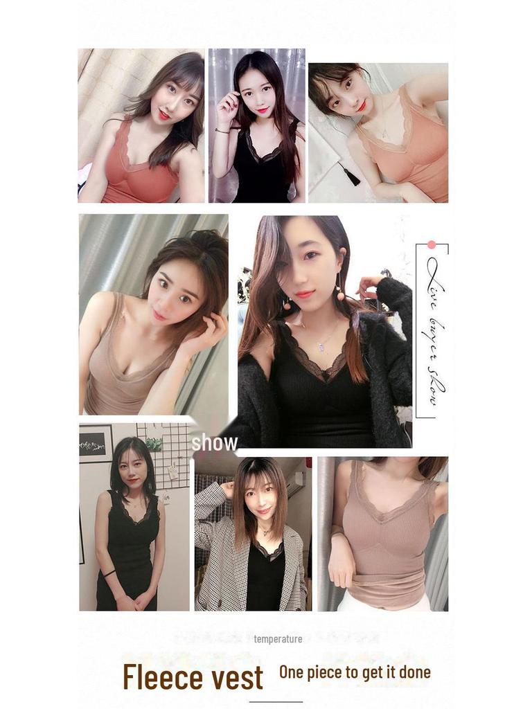 Plus Size Warm Velvet Vest for Women – Thick, Sexy Bottoming Shirt with Suspenders