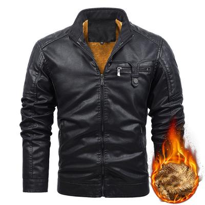 Fleece Lederjacke Herren Plus Samt Herren Winter Warm Motorrad Verdickte Ledermantel Mann Fleece Herbst PU Leder Mäntel