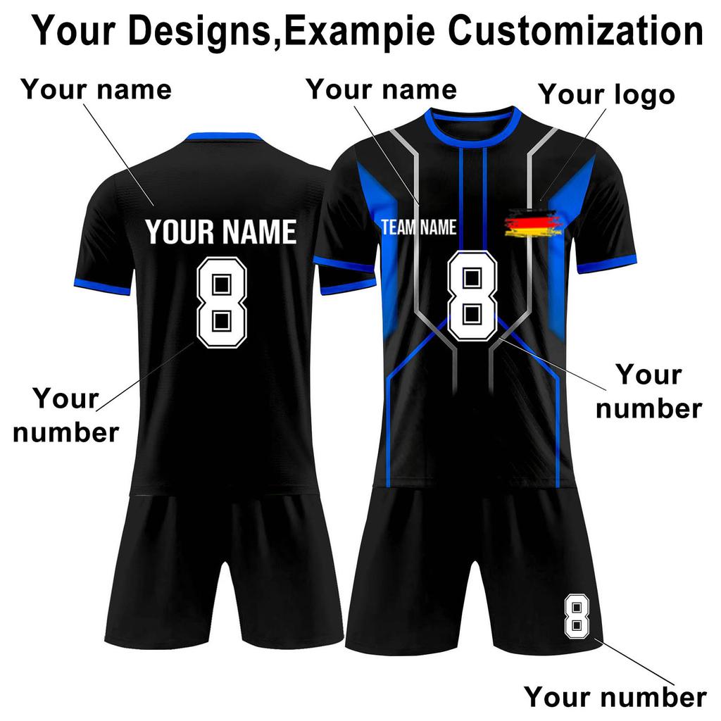 Individuelles zweiteiliges Set aus Fußballtrikots für Erwachsene und Kinder