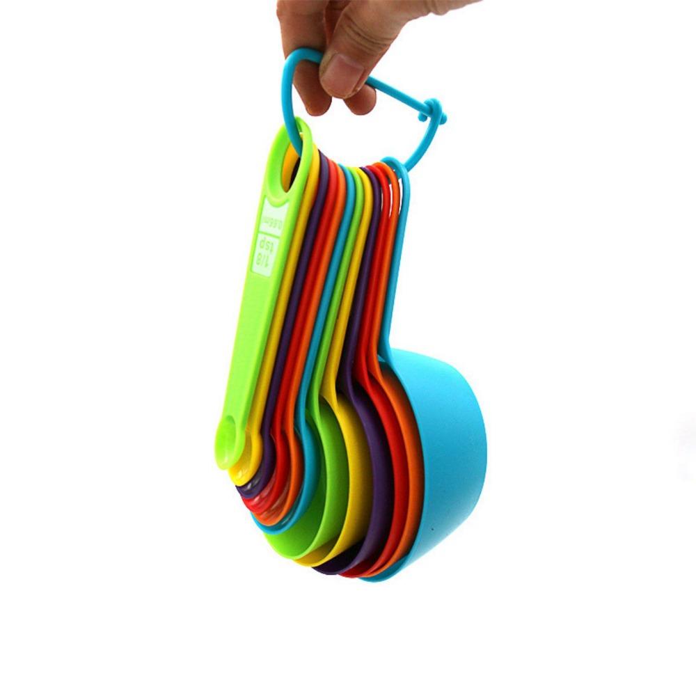 12Pcs Plastic Measuring Cups Set Colorful Cute Measuring Spoons Multipurpose Easy Storage Kitchen Measuring Tools Kids Use