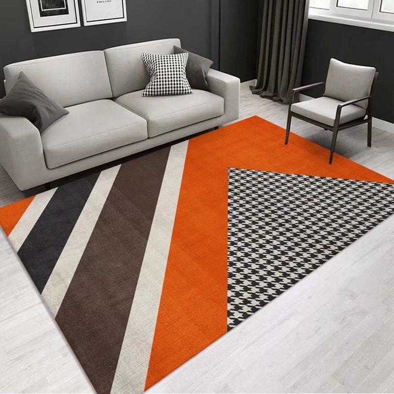 Soft Orange Living Room Carpet European Geometric Home Decoration Rug Washable Cloakroom Floor Mat Large Size Bedroom Rugs 2x3m