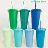 Reusable With Straws Lid Cold Drink Tumbler Flash Powder Water Bottle Plastic Drinkware Tumblers Straw Drinking Cup