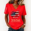 Women's Fashion Casual Short-Sleeve Printed V-Neck Pullover Top