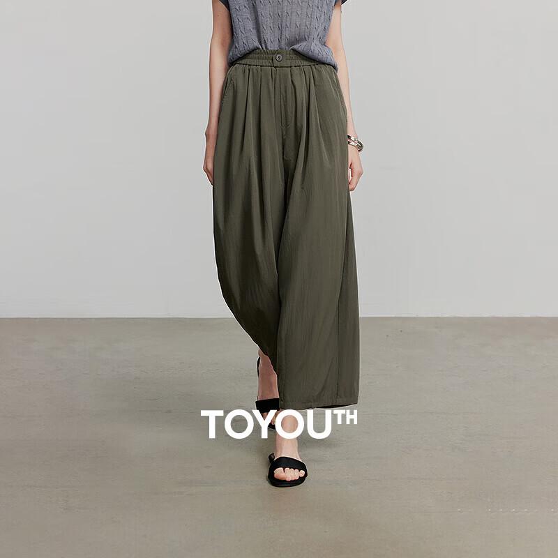Chuyu Women s Loose Pleated Casual Cropped Pants L