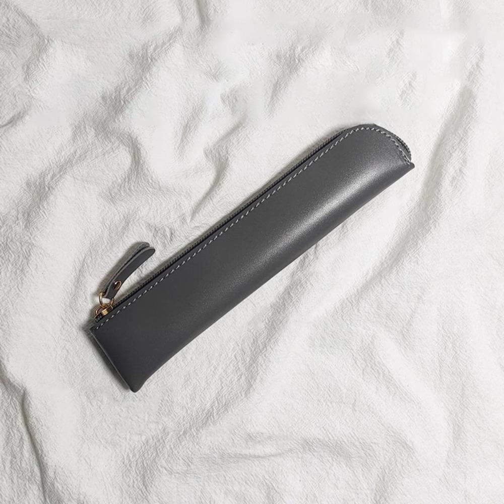 

Пеналы на молнии Мягкая сумка для хранения ручек Винтажный тонкий пенал для школьных принадлежностей для детей темно серый