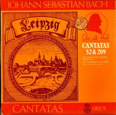 LP Record JOHANN SEBASTIAN BACH THE HEIDELBE  Cantatas 52  209 BACH1116 ORYX Barbados Classical Used