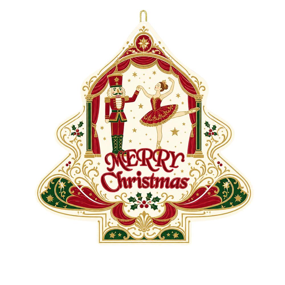 Christmas Tree Hanging Chime Ballet Sugar Plum 2D Flat Painting Iron Pendant for Xmas Tree Gift Decoration Custom