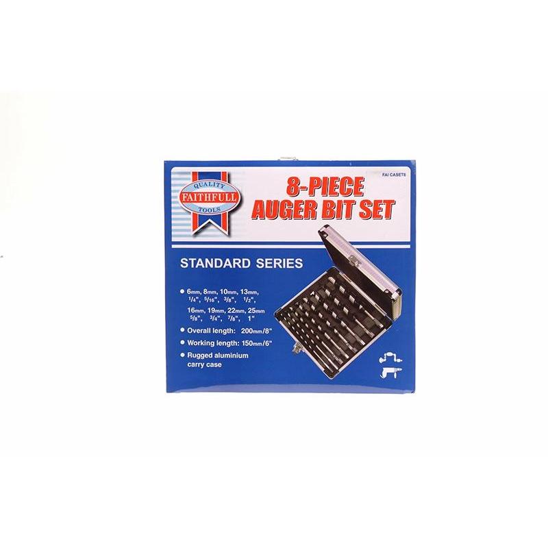 Faithfull Combination Wood Auger Bit Set, 8 Piece