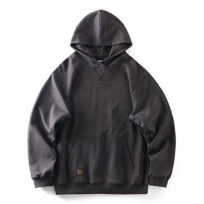 American Retro Heavyweight High-Density 520g Pure Cotton Slub Cotton Sweatshirt Men s Hooded Export Men s Jacket Dark gray M