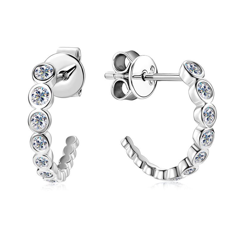 Gica Gema The New C-shaped Moissanite Earrings For Women Personality Earrings From Japan And South Korea