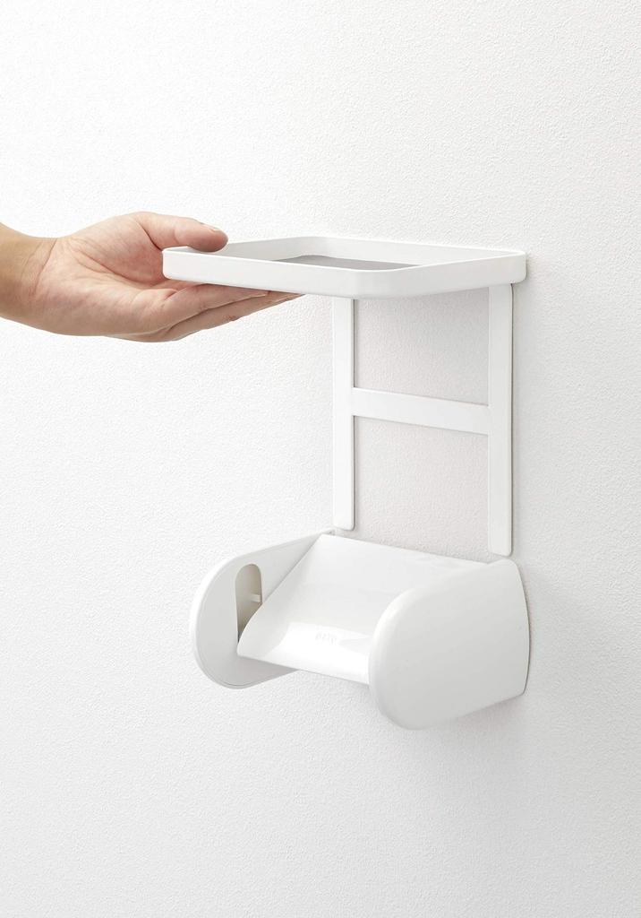 Yamazaki Jitsugyo Toilettenpapierhalter Oberes Regal Weiß Ca.. B17 x T12,5 x H16,5cm Tellerregal Zubehörhalter Toilette 4435