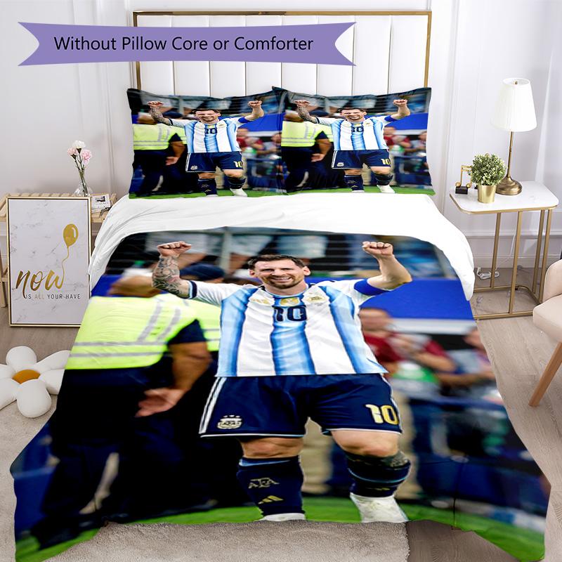 Set Biancheria da Letto Messi Copripiumino Traspirante con Federe Biancheria da Letto Decorativa per Camera da Letto Decorazione Casa Regalo di Compleanno