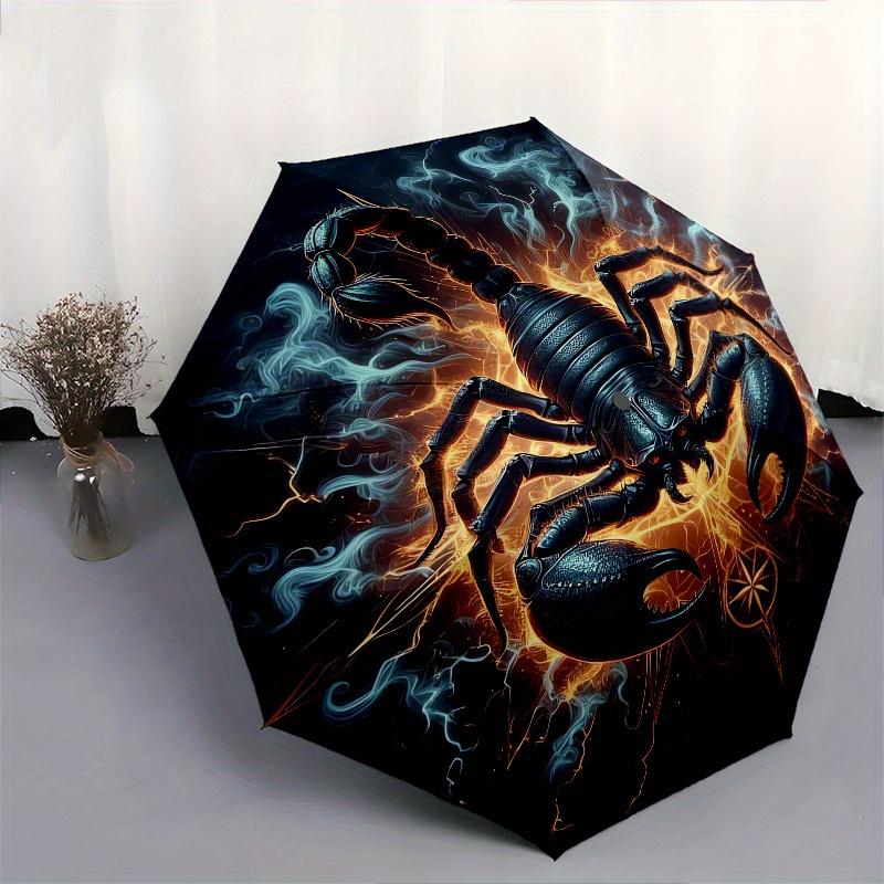 Scorpion, Mystic Theme 8 Bone Hand Automatic Folding Umbrella, Compact and Portable Design, A Perfect Gift for Birthday, Christmas or Busine