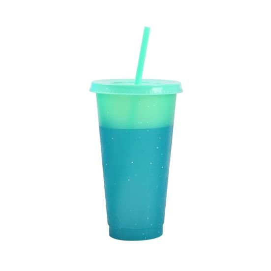 720ML Water Bottle Temperature Sensor Food Grade PP DIY Craft Color Changing Straw Water Tumbler