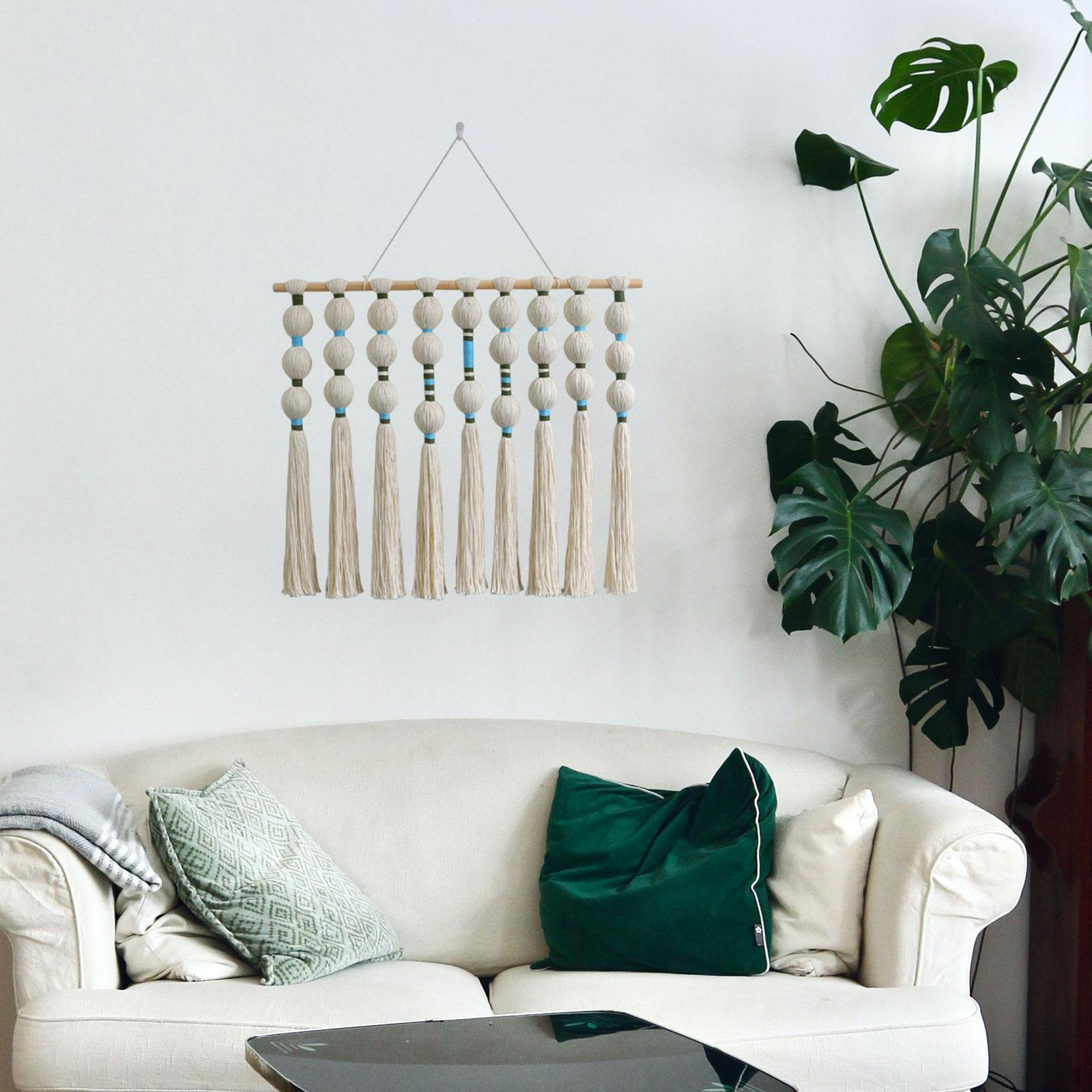 

Macrame Hanging Tapestry Background Decor Bohemian Wall Art for Party Bathroom Backdrop Green White