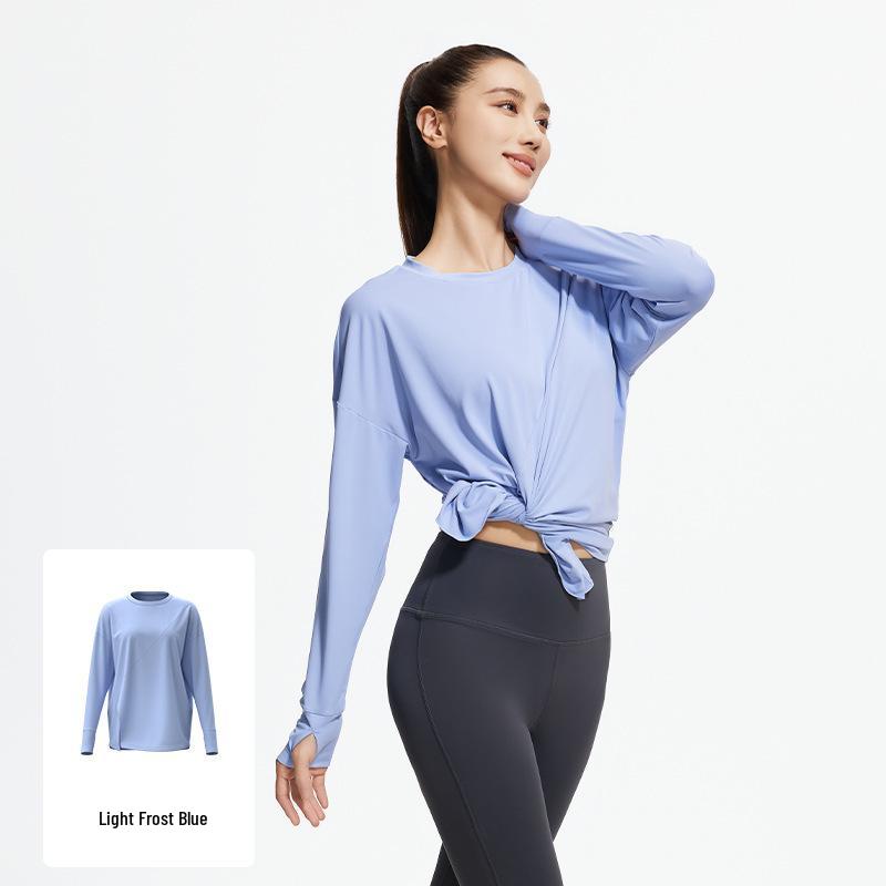 Women s Breathable Quick-Dry Long Sleeve Yoga Top with Side Slit S